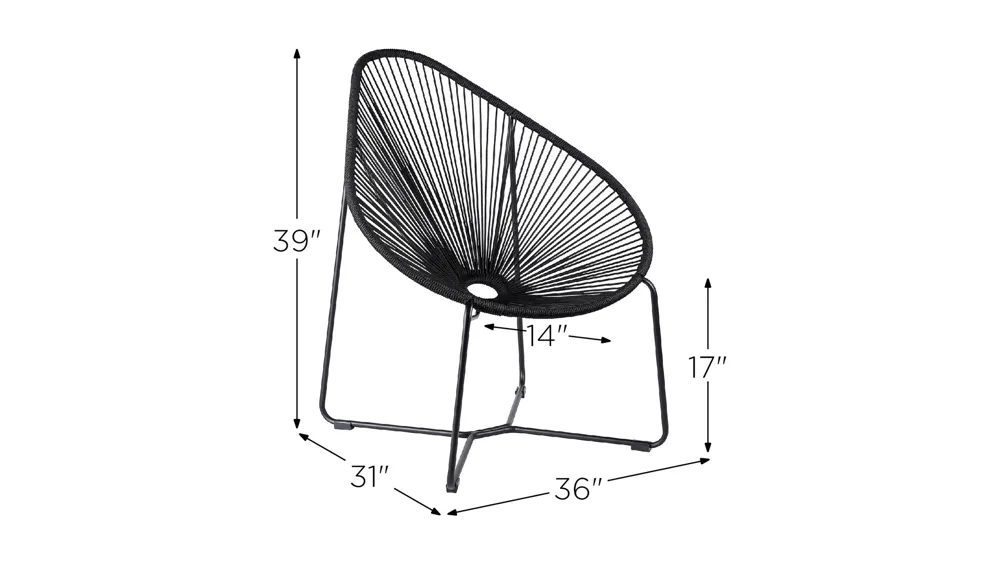 Acapulco Indoor Outdoor Steel Papasan Lounge Chair Dimensions