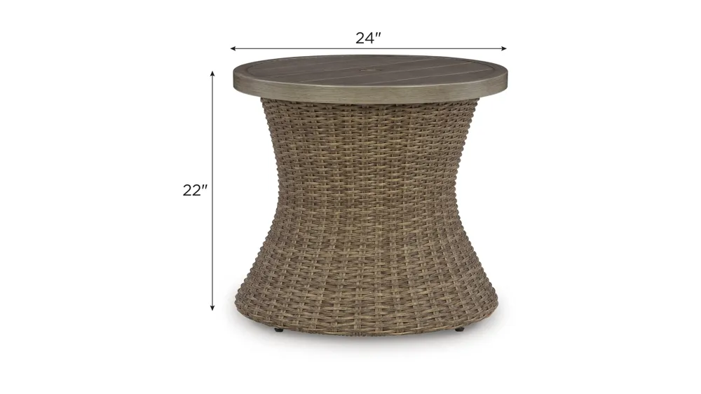 Laguna Heights Outdoor End Table w/ Umbrella Hole Dimensions