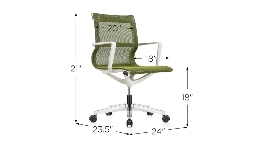 Kinetic White Frame Office Chair with Mesh Back Dimensions