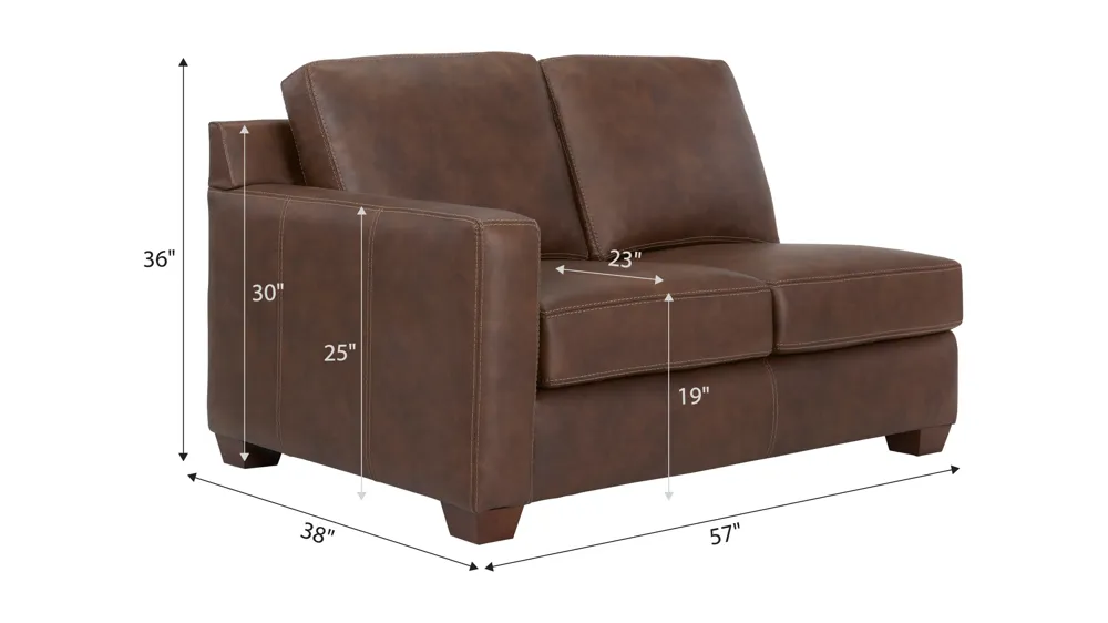 Quinton Leather Left Arm Facing Loveseat Dimensions