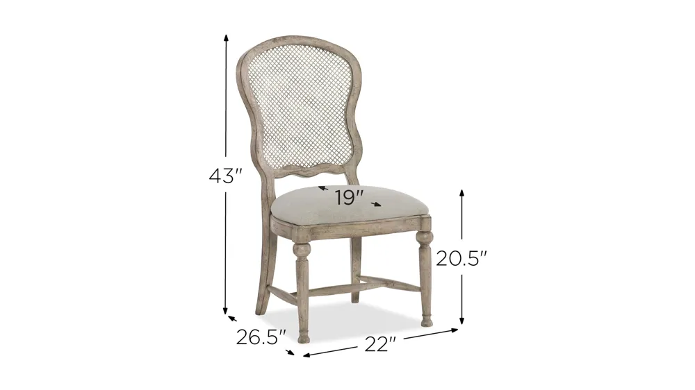 Boheme Gaston Metal Back Side Chair - Set of 2 Dimensions