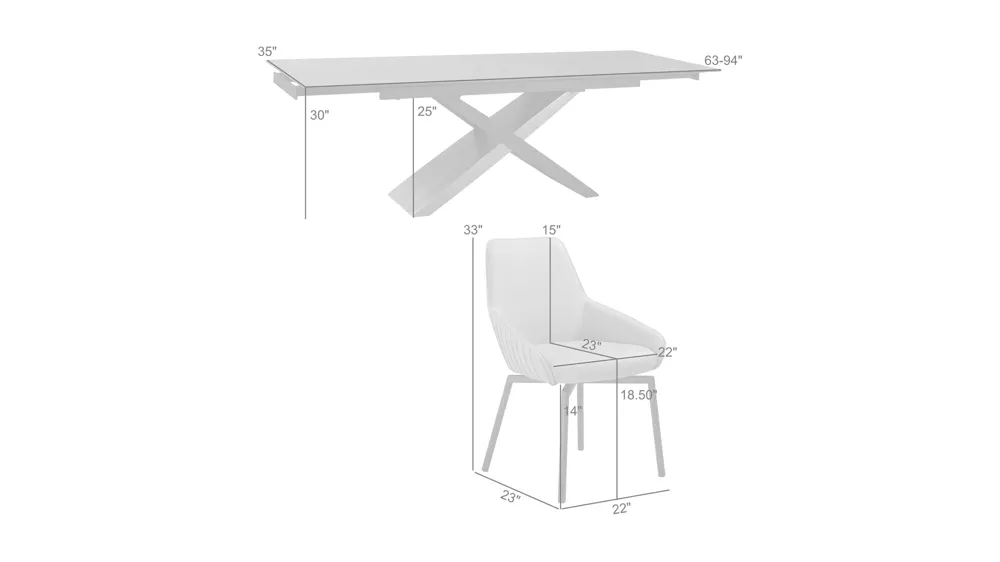 Milena Shilo 5-pc. Dining Set Dimensions