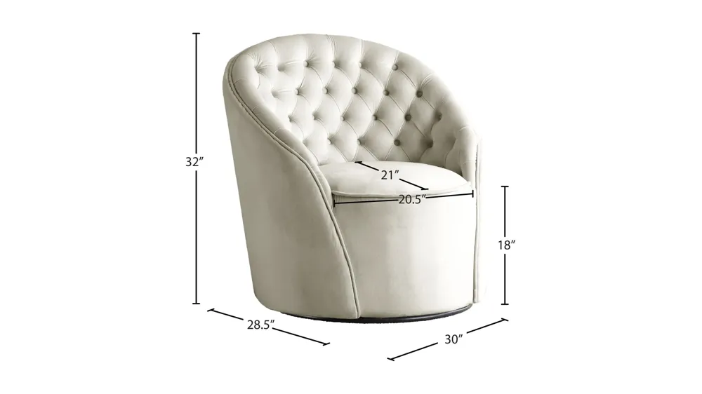 Alessio Velvet Accent Chair Dimensions