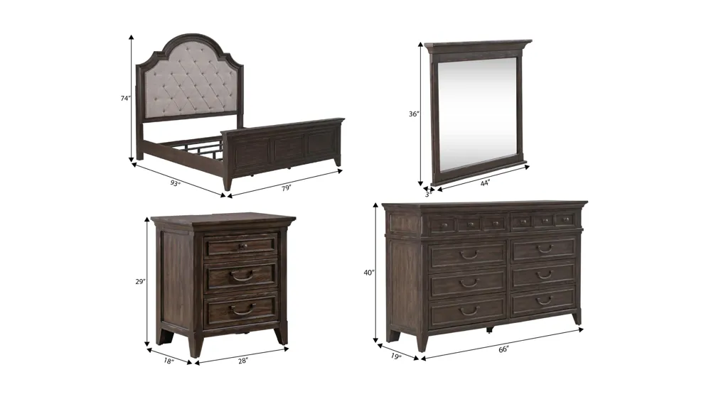 Paradise Valley 4-pc. Bedroom Set Dimensions