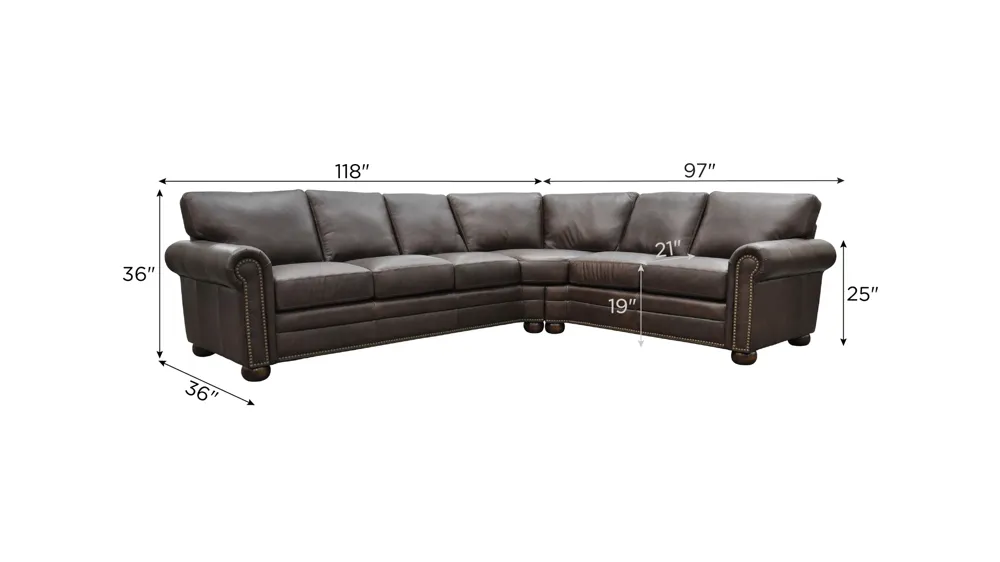 Savannah 2-pc. Sectional Sofa Dimensions