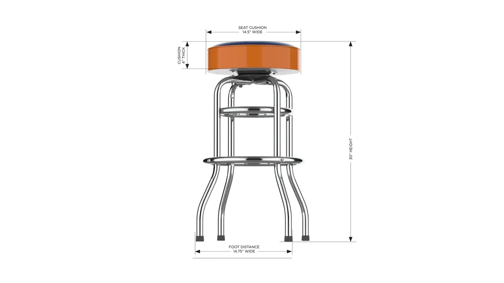 MLB Backless Swivel Bar Stool Dimensions