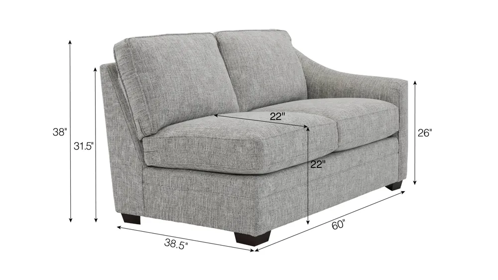 Fairhaven Right Arm Facing Loveseat Dimensions