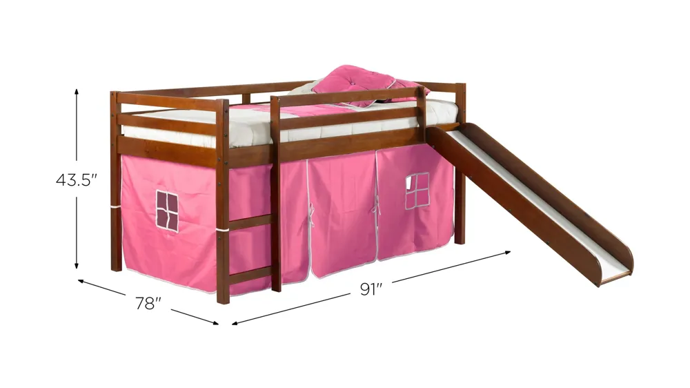 Tent Low Loft Bed with Slide & Tent Kit Dimensions