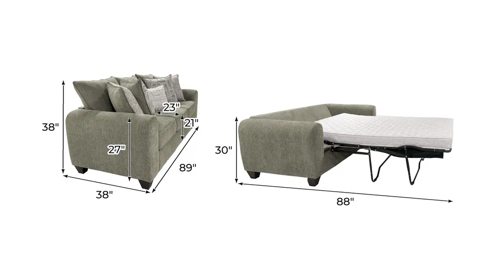 Jaden Queen Sleeper Sofa Dimensions