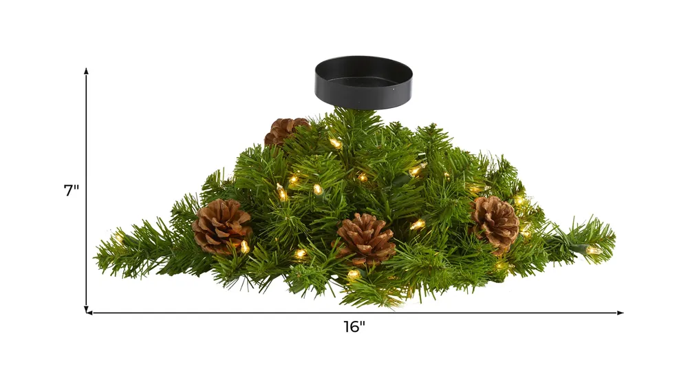 16in. Christmas Pine Candelabrum Dimensions