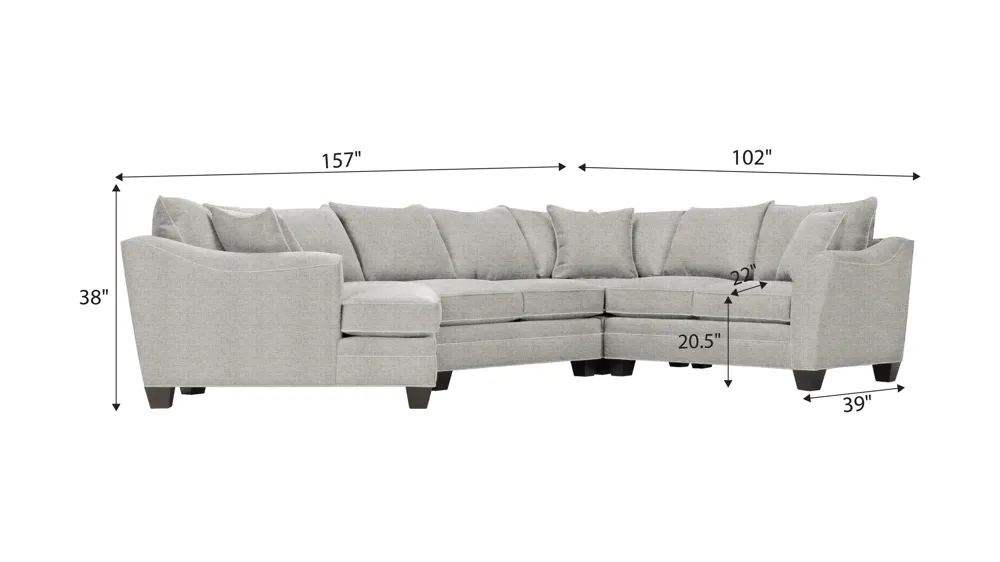 Foresthill 4-pc. Left Hand Cuddler with Loveseat Sectional Sofa Dimensions