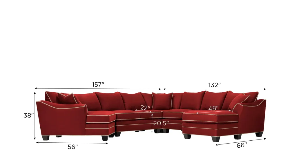 Foresthill 5-pc. Right Hand Facing Sectional Sofa Dimensions
