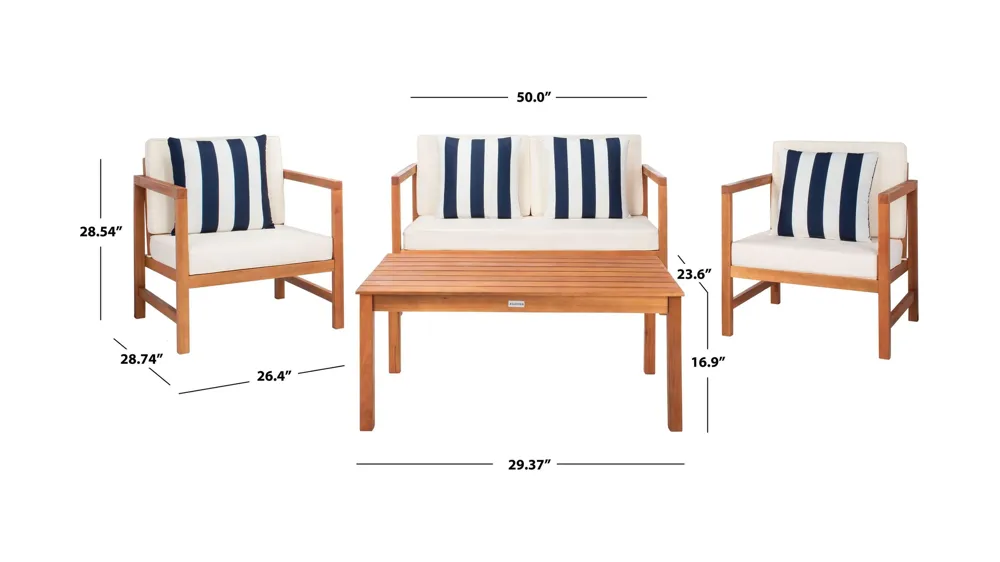 Hinaku 4-pc. Outdoor Set w/ Accent Pillows Dimensions