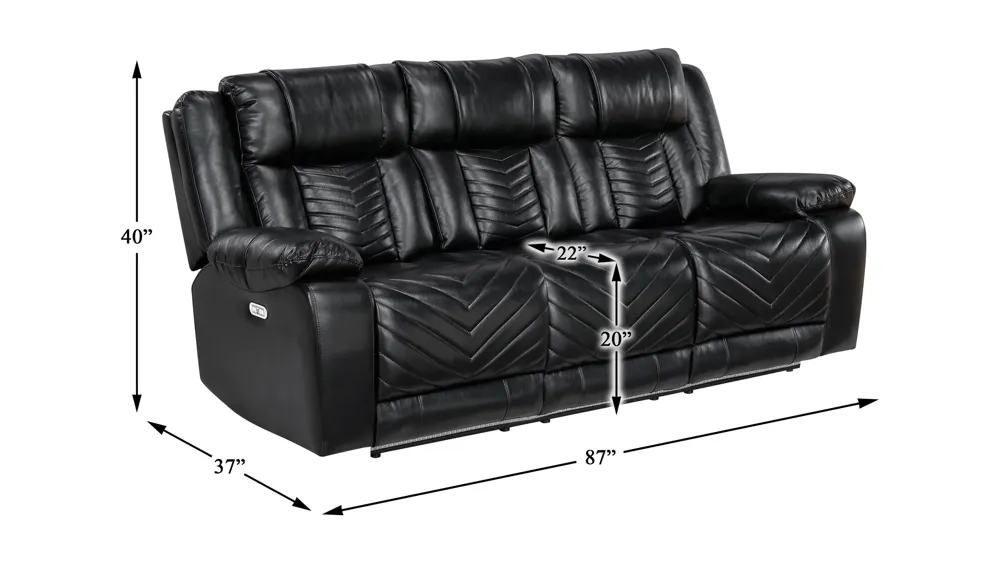 Garbo Power Double Reclining Sofa Dimensions