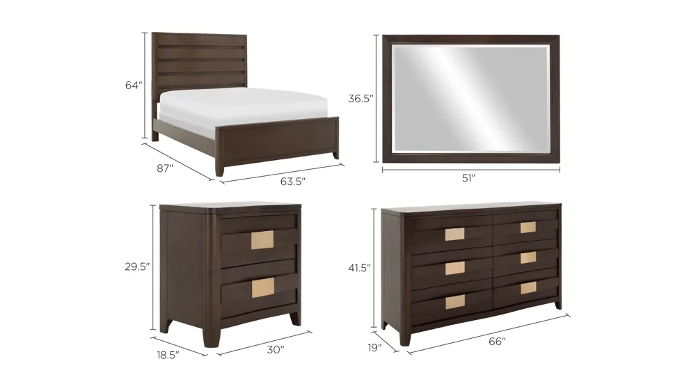 Sayani 4-pc. Bedroom Set Dimensions