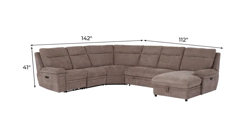Enbridge 5-pc. Dual Power Sectional Dimensions