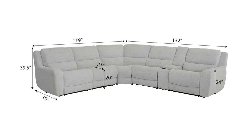 Miller 6-pc. Power Sectional Dimensions