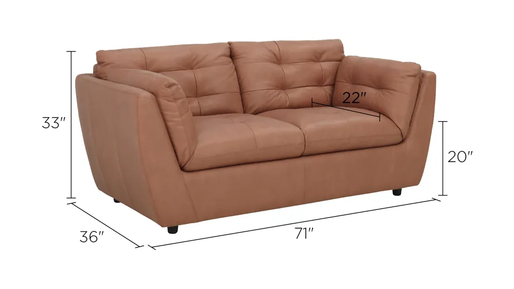 Damar Leather Loveseat Dimensions