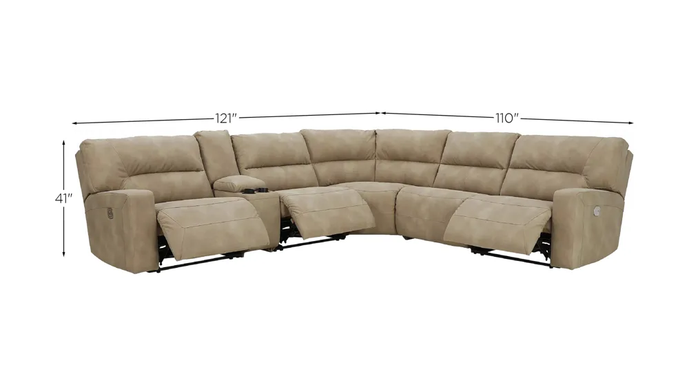 Next-Gen DuraPella 6-Piece Power Reclining Sectional Dimensions