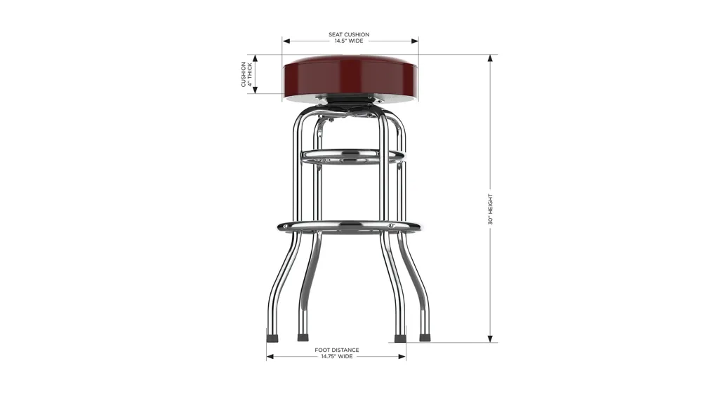 NFL Backless Swivel Bar Stool Dimensions