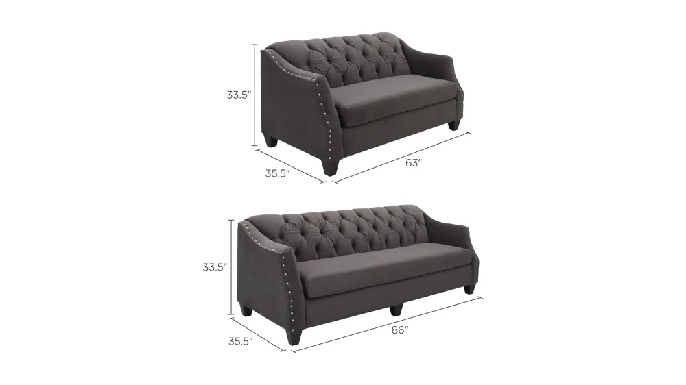 Isabelle 2-pc. Sofa and Loveseat Set Dimensions