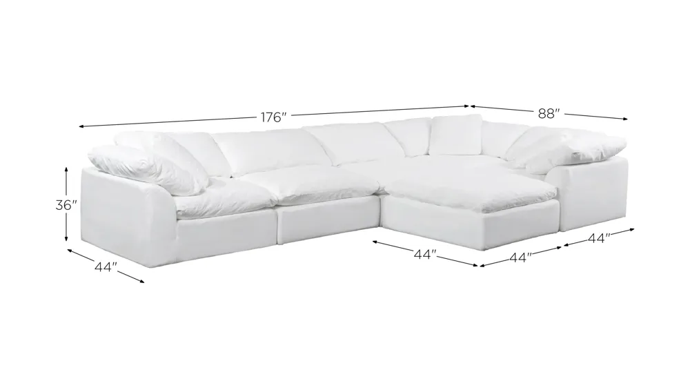 Puff Slipcover 6-pc. Sectional Dimensions