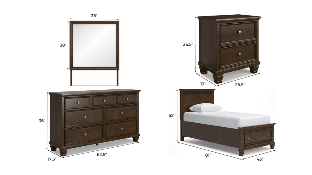 Reed 4-pc. Storage Bedroom Set Dimensions