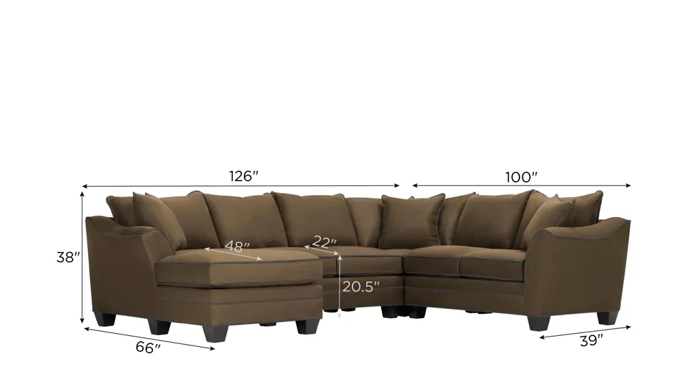 Foresthill 4-pc. Left Hand Chaise Sectional Sofa Dimensions