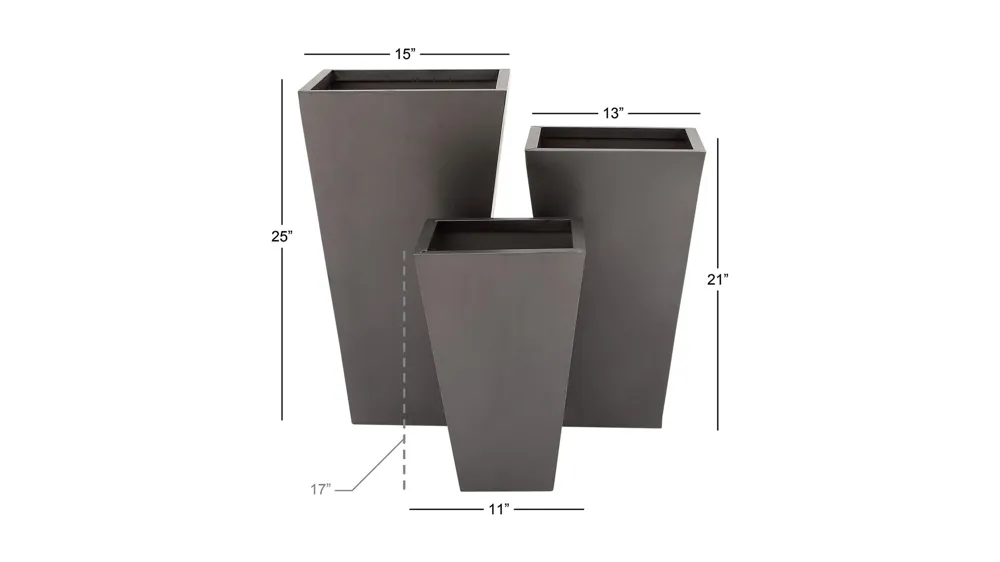 Ivy Collection Stellacopter Planter Set of 3 Dimensions