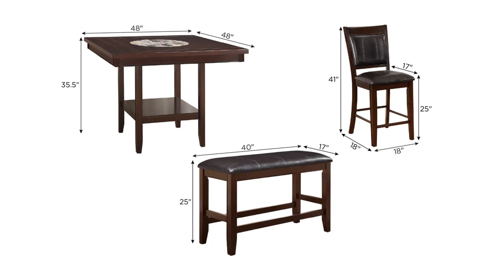 Lysander 6-pc. Counter-Height Dining Set Dimensions
