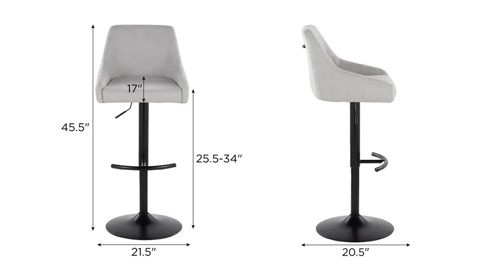 Hannah Adjustable Barstool - Set of 2 Dimensions
