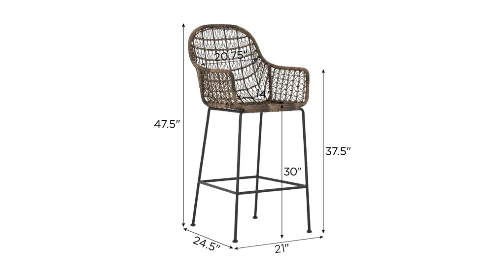 Bandera Outdoor Woven Bar Stool Dimensions