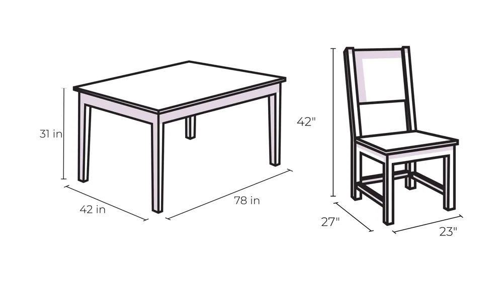 Birmingham 5-pc. Dining Set Dimensions