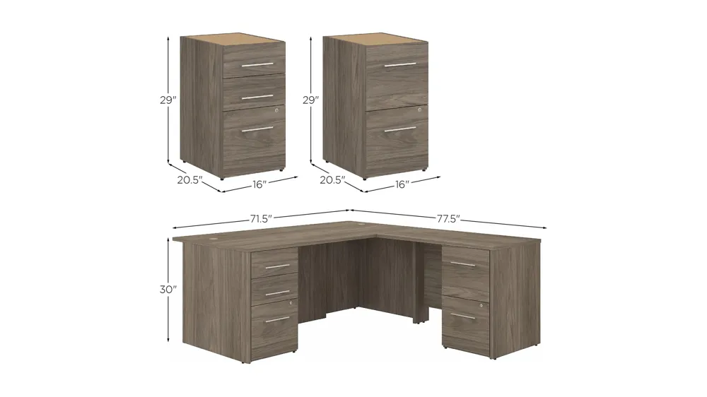 Office 500 72W Executive Desk w/ Drawers Dimensions