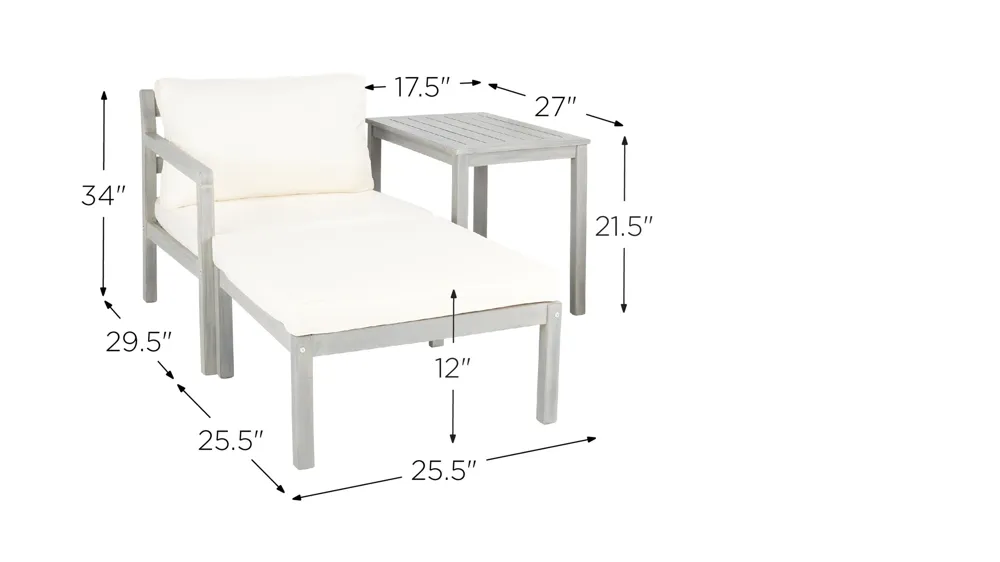 Katara 5-pc. Patio Set Dimensions