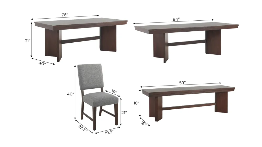 Declan 6-pc. Dining Set Dimensions