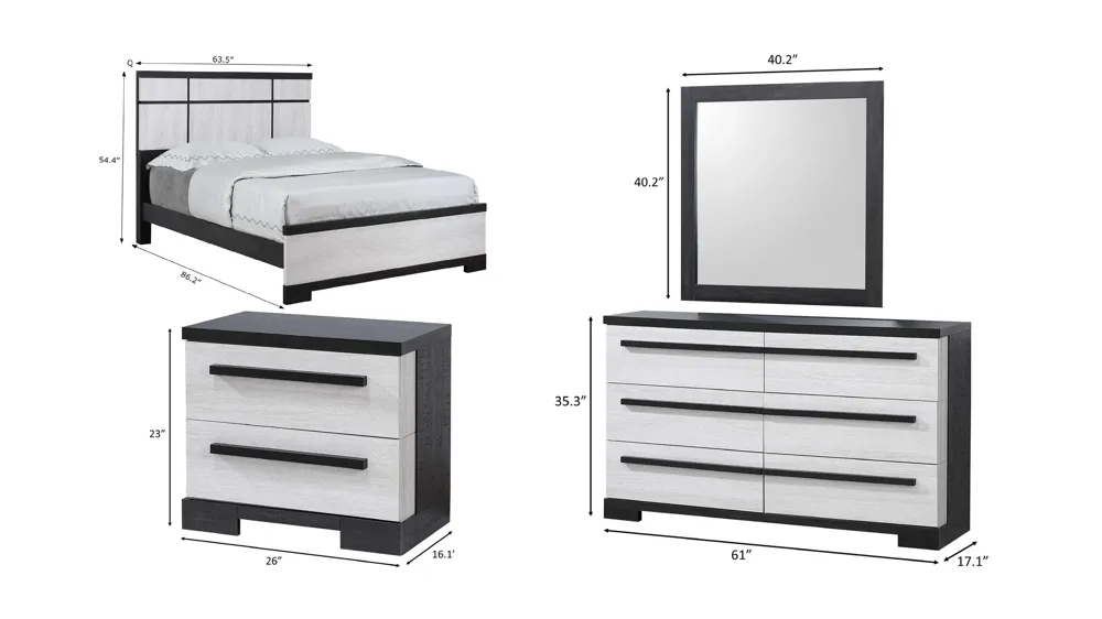 Remington 4-pc. Bedroom Set Dimensions