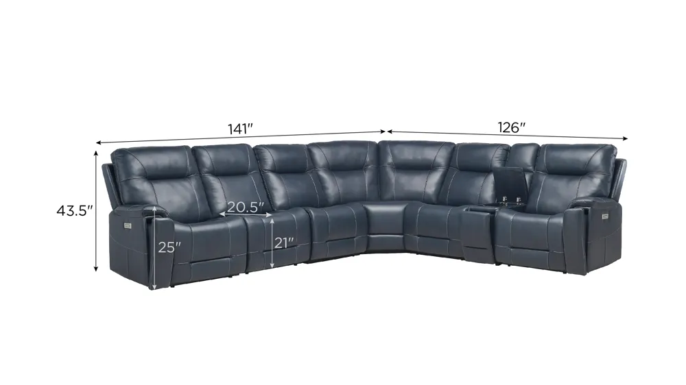 Barnett 7-pc. Power Sectional Dimensions