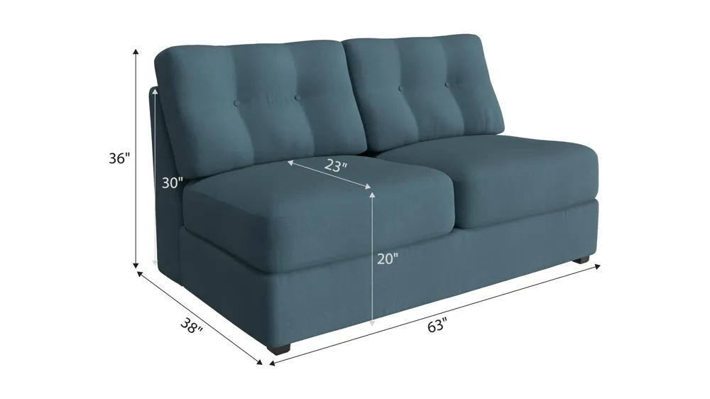 ModularOne Armless Loveseat w/ Full Sleeper Dimensions