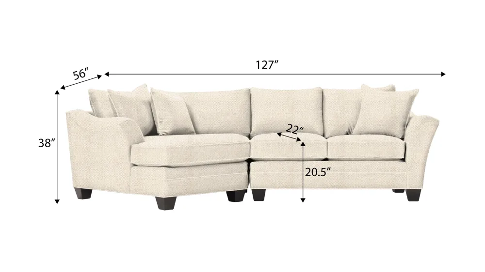 Foresthill 2-pc. Left Hand Cuddler Sectional Sofa Dimensions