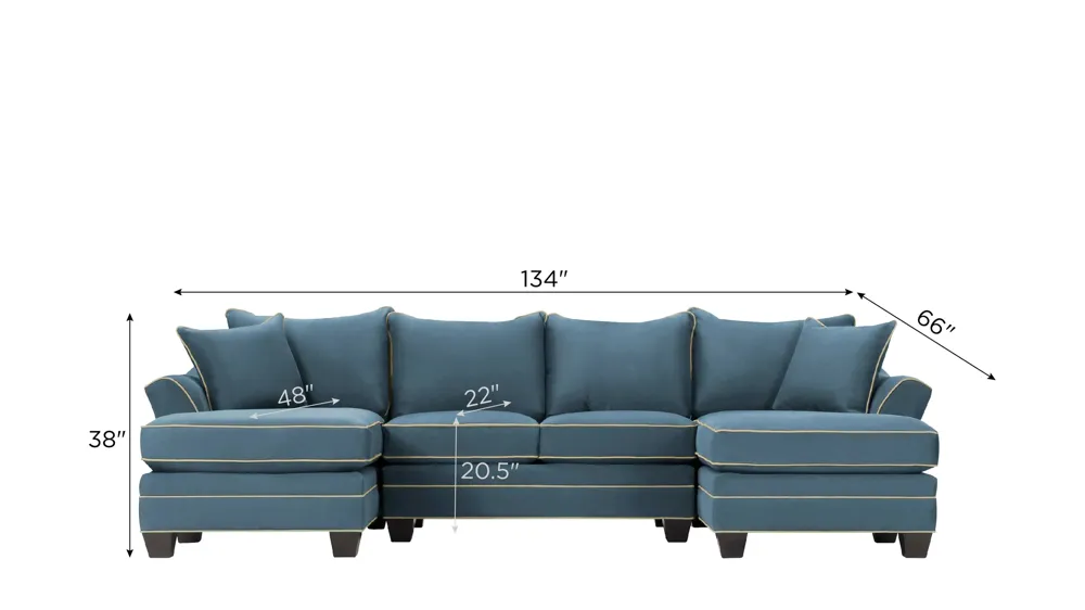 Foresthill 3-pc. Symmetrical Chaise Sectional Sofa Dimensions
