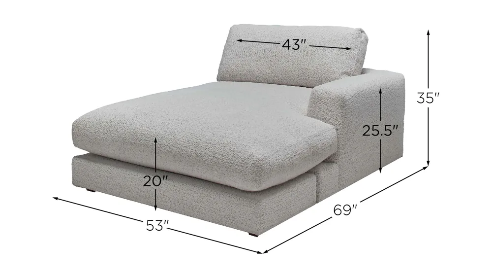Montecito Right-Arm Facing Chaise Dimensions