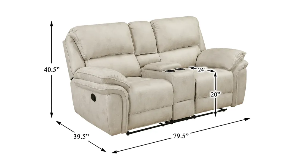 Cassiopeia Double Reclining Loveseat with Center Console Dimensions