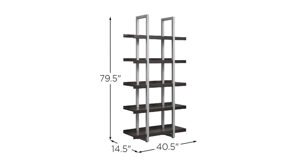Kristoff Narrow 5-Shelf Etagere Bookcase Dimensions