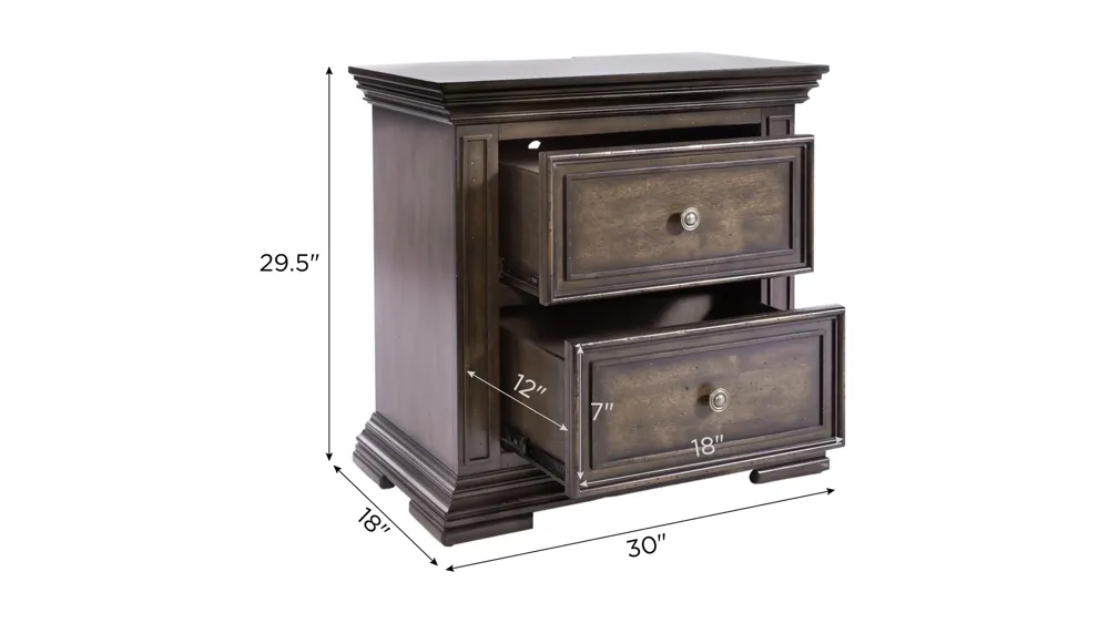 Big Valley Nightstand w/ Charging Station Dimensions