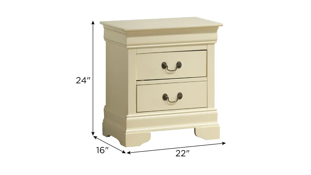 Rossie 2-Drawer Nightstand Dimensions
