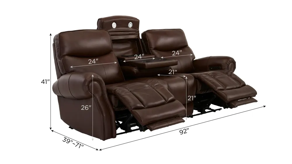 Brooks 3-pc. Zero Gravity Triple Power Sofa Dimensions