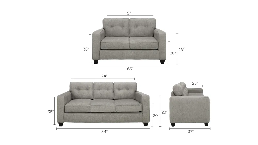Longmont 2-pc. Sofa and Loveseat Set Dimensions