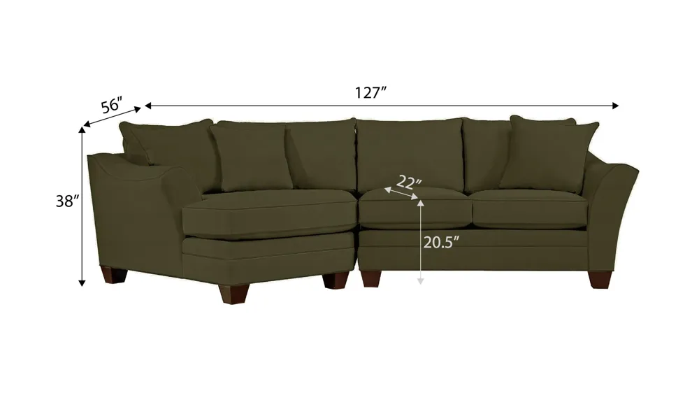Foresthill 2-pc. Left Hand Cuddler Sectional Sofa Dimensions