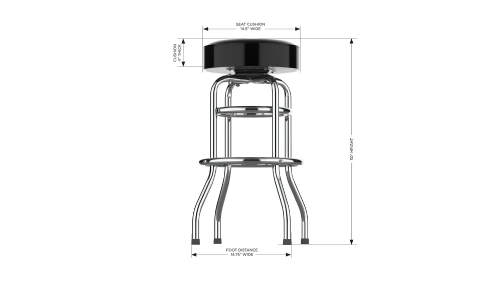 NFL Backless Swivel Bar Stool Dimensions